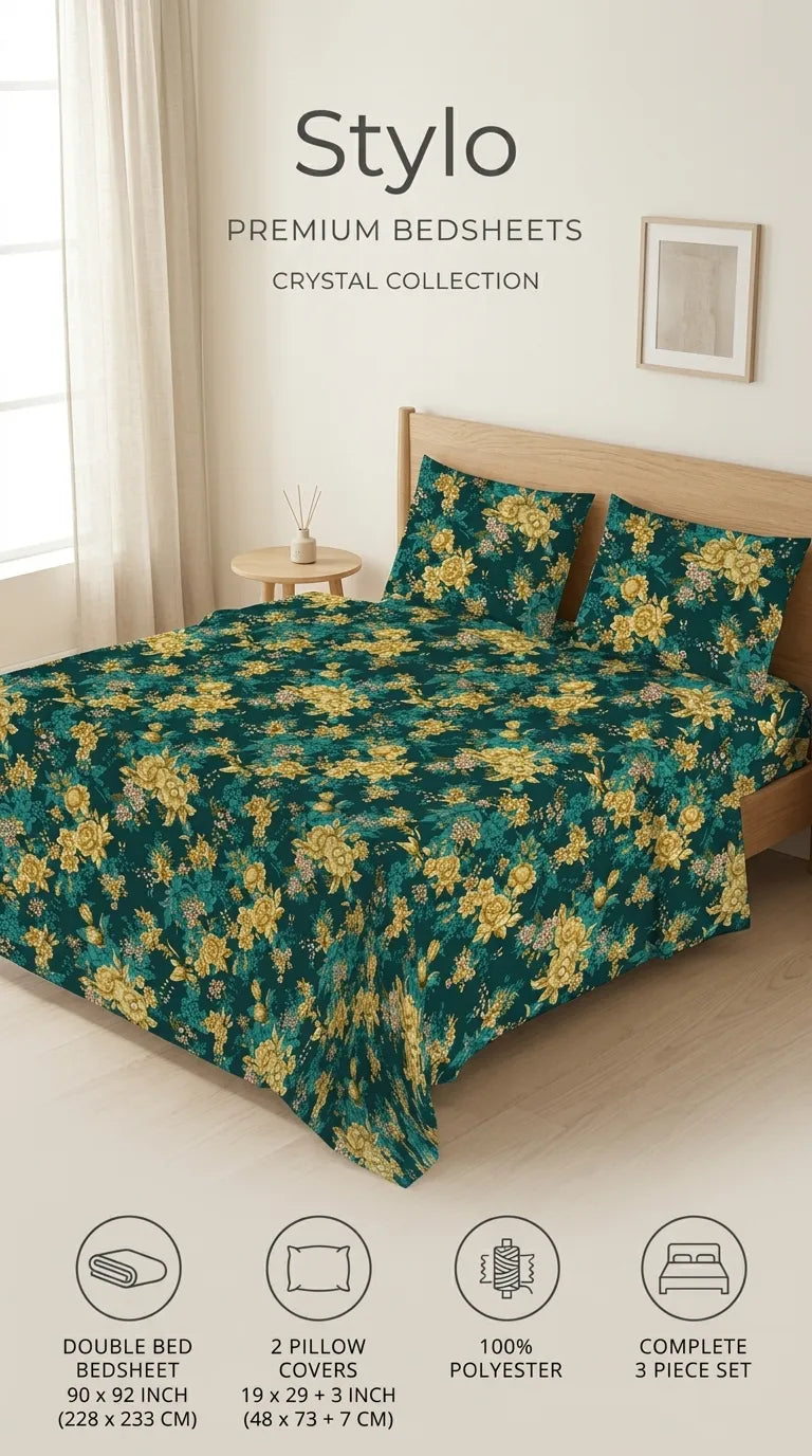 Stylo Double Bed Sheet Green HT114111