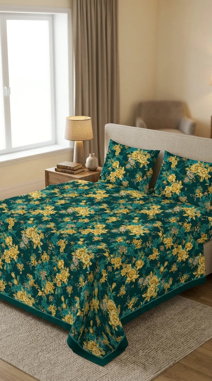 Stylo Double Bed Sheet Green HT114111