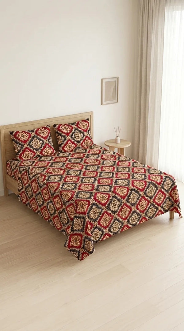 Stylo Double Bed Sheet Red HT114213
