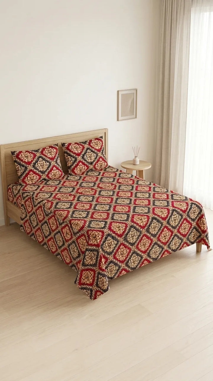 Stylo Double Bed Sheet Red HT114213