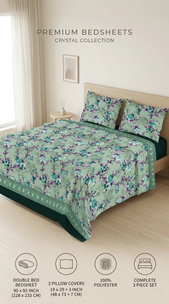 Stylo Double Bed Sheet Green HT114311
