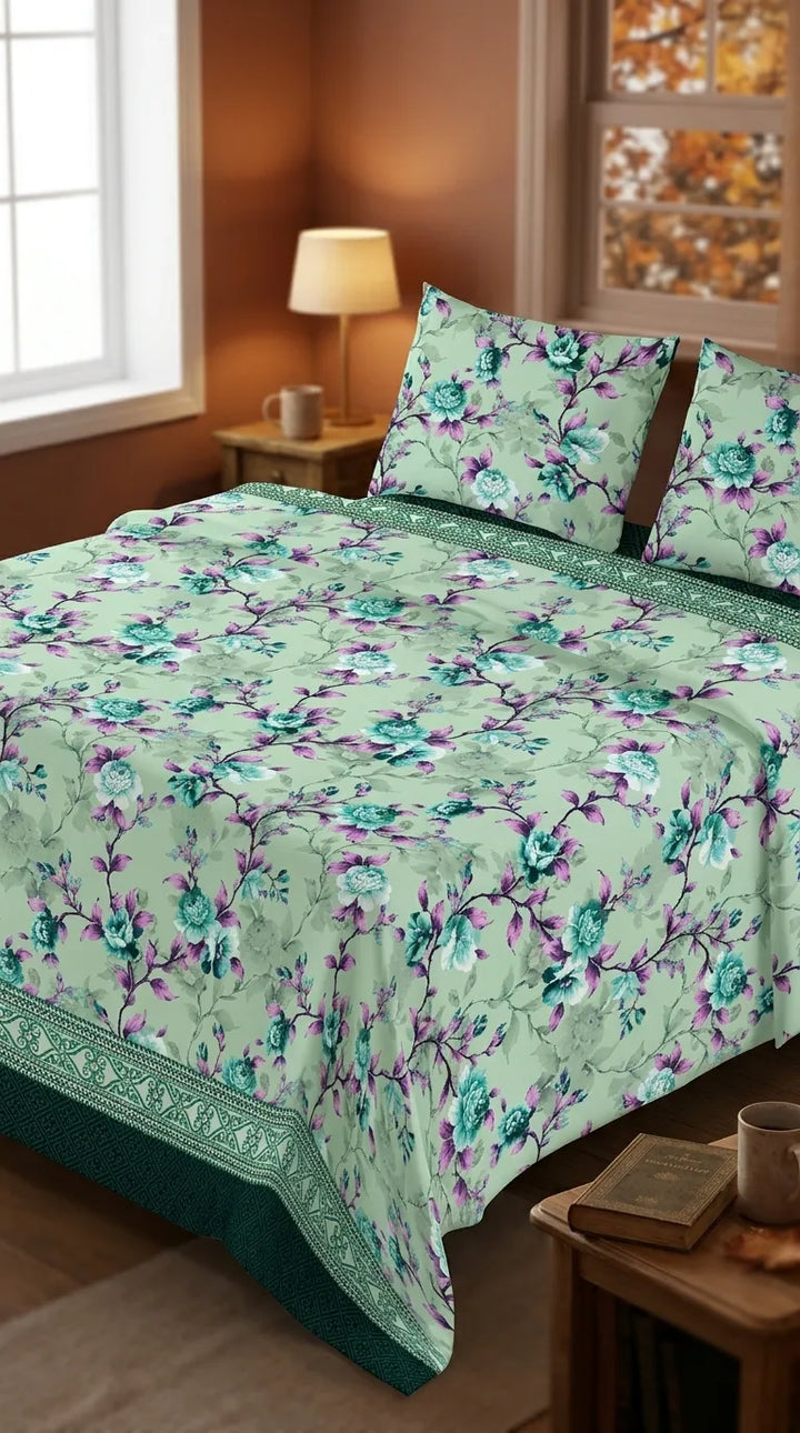 Stylo Double Bed Sheet Green HT114311