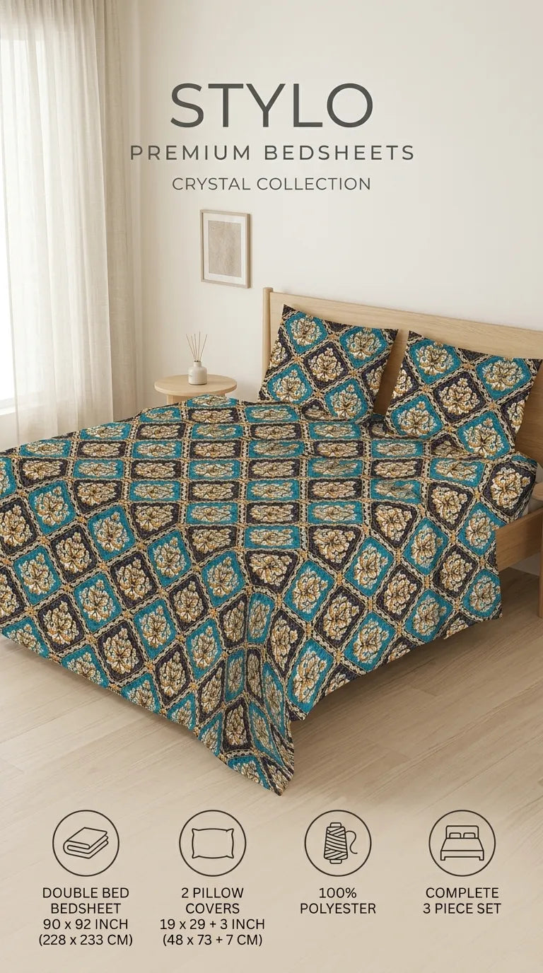 Stylo Double Bed Sheet Green HT114511
