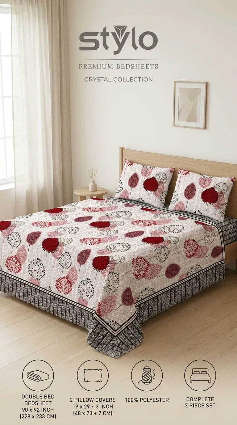 Stylo Double Bed Sheet Red HT114613