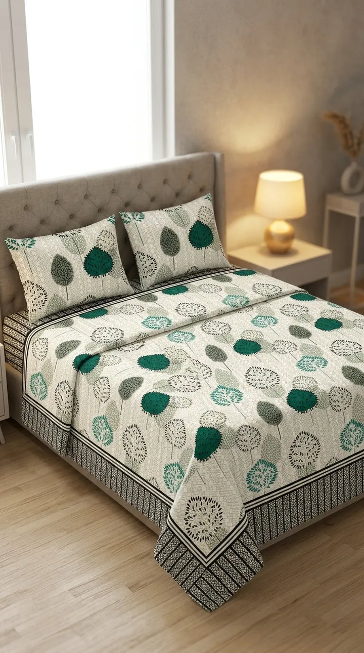 Stylo Double Bed Sheet Green HT114711