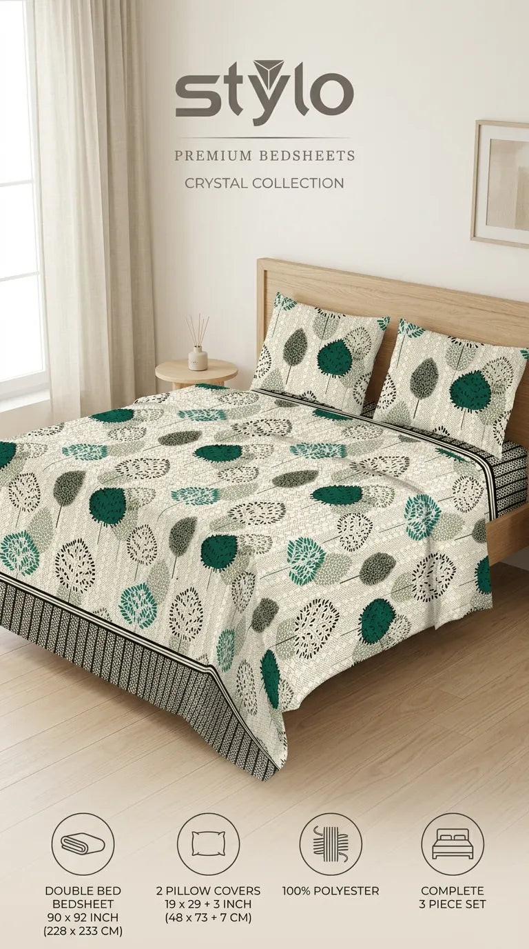 Stylo Double Bed Sheet Green HT114711