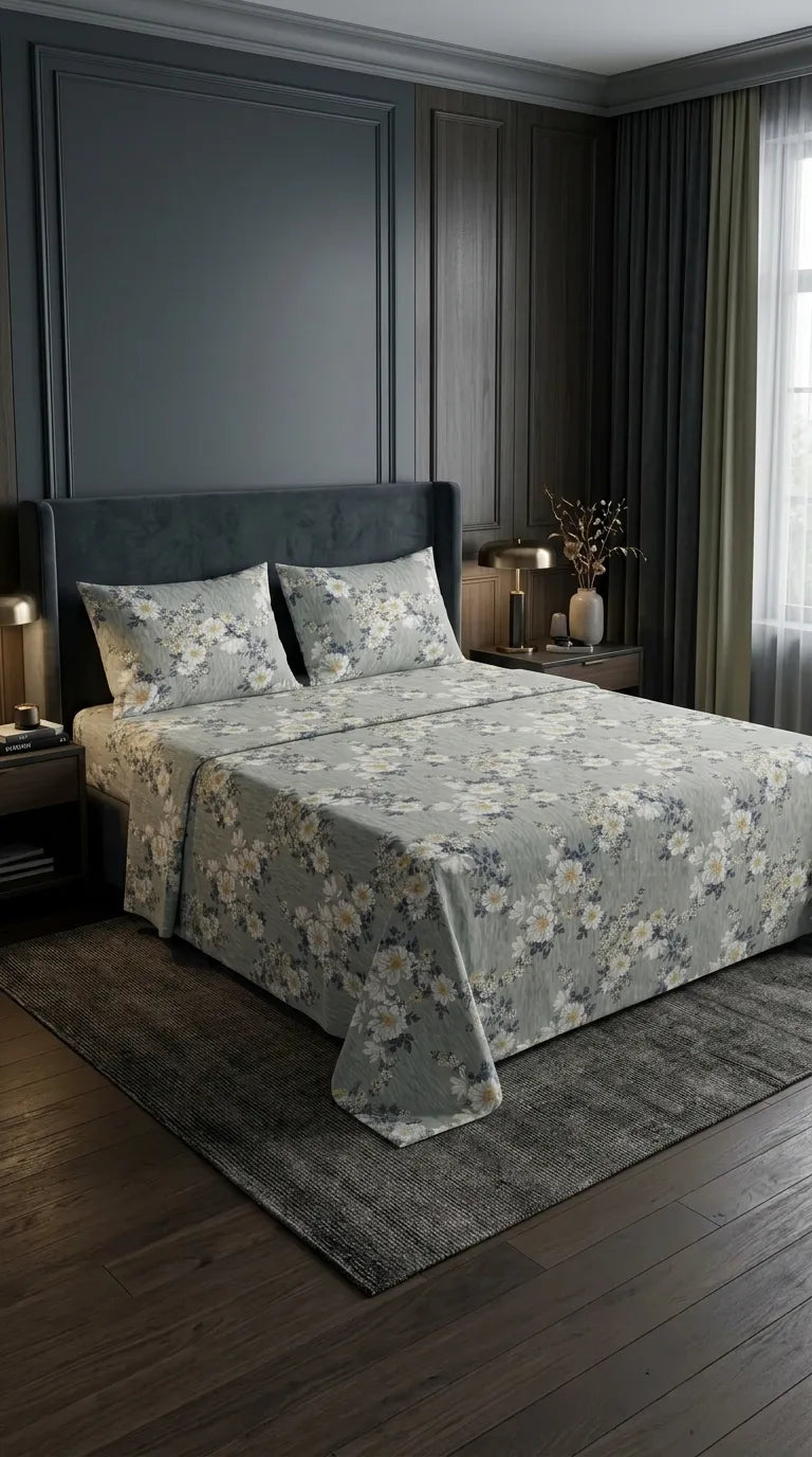 Stylo King Bed Sheet Grey HT115107