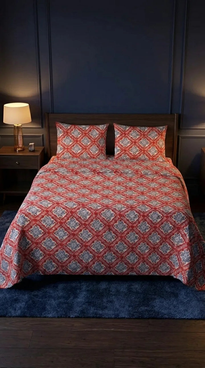 Stylo King Bed Sheet Red HT115213