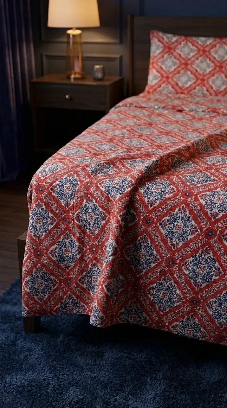 Stylo King Bed Sheet Red HT115213