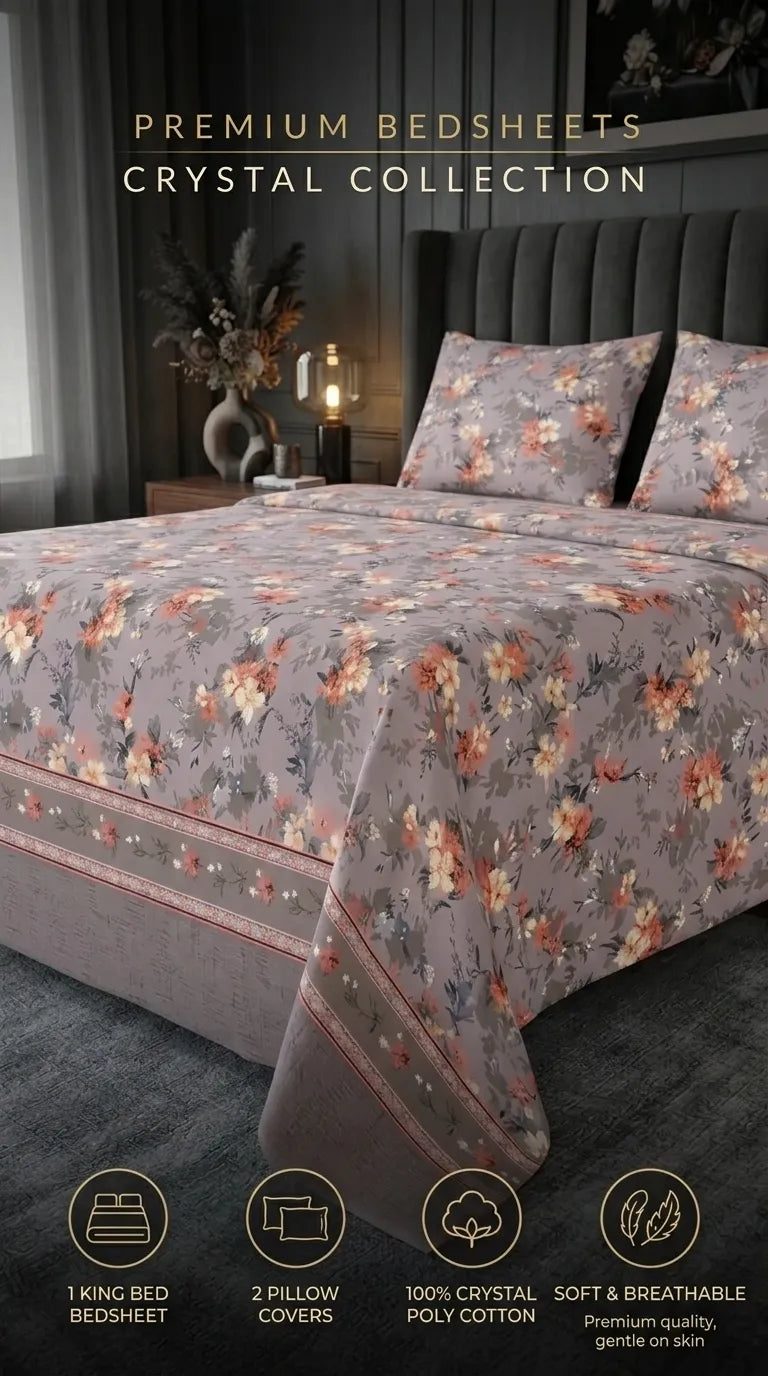 Stylo King Bed Sheet Grey HT115507