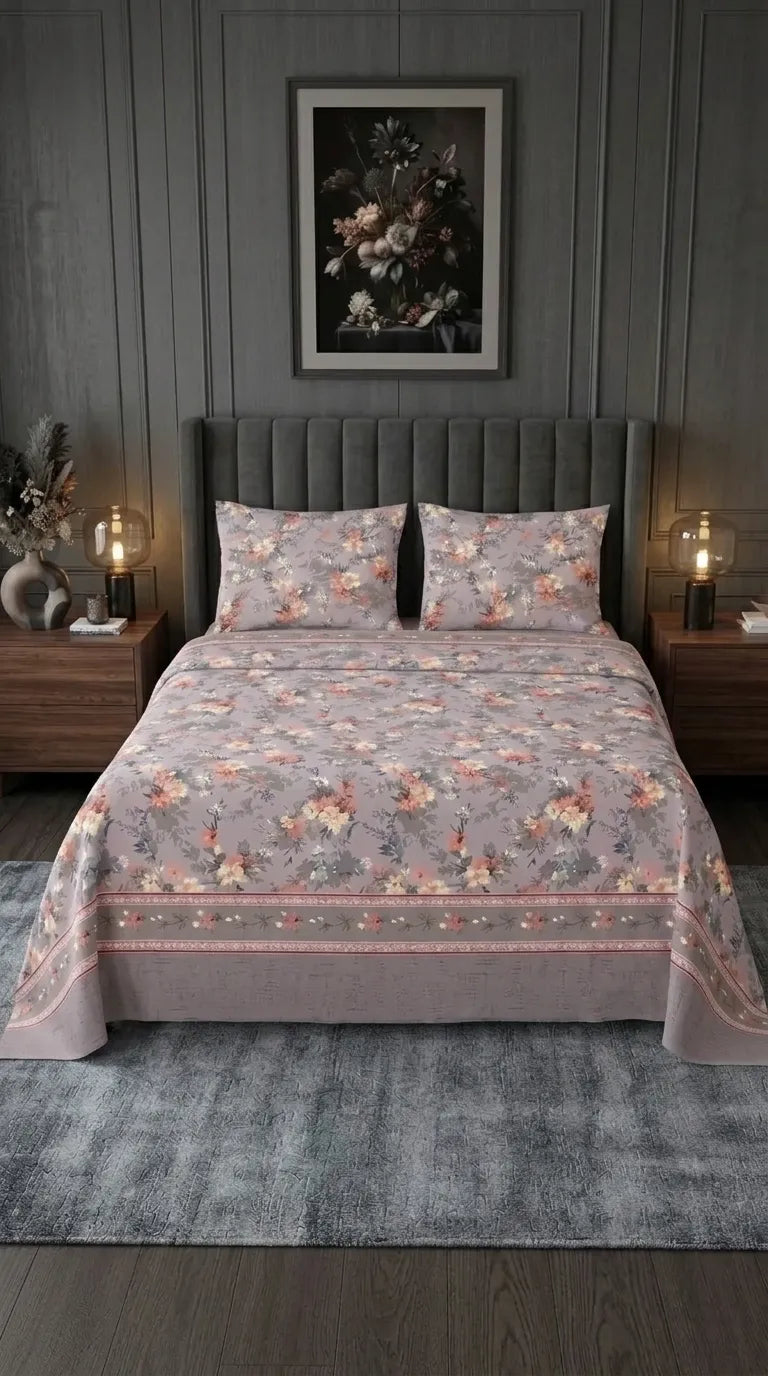 Stylo King Bed Sheet Grey HT115507