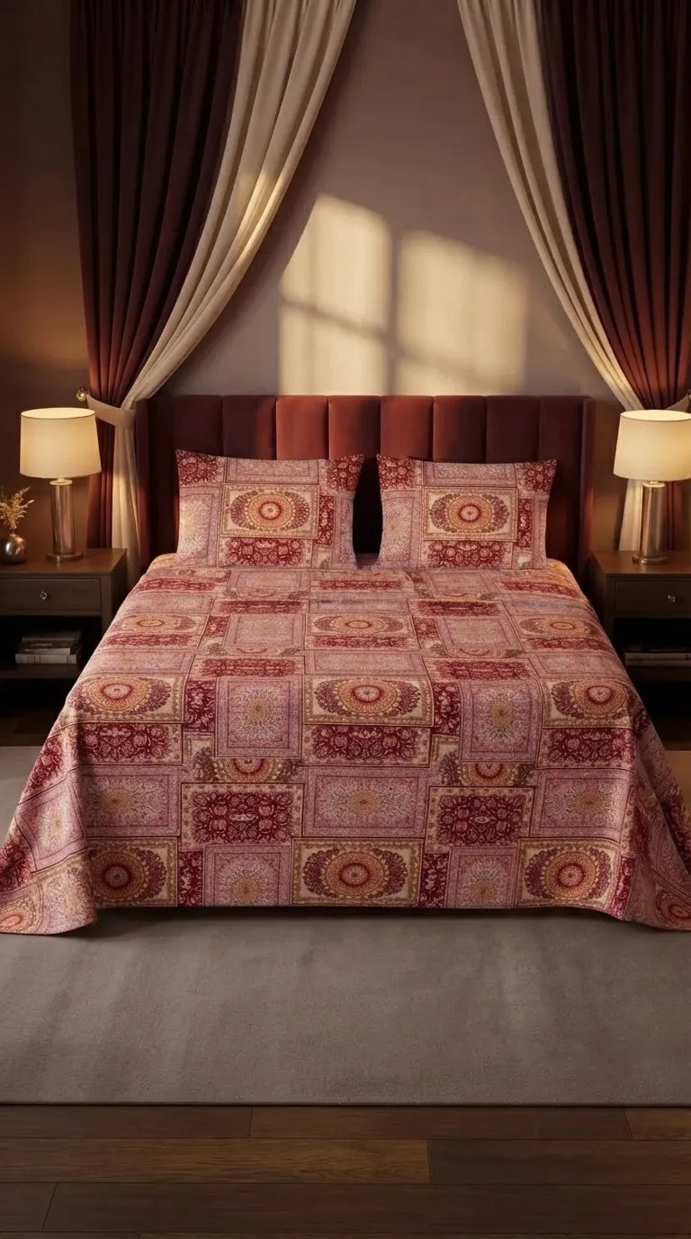 Stylo King Bed Sheet Maroon HT115805