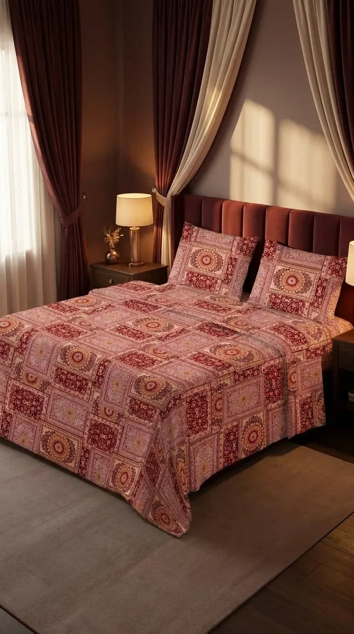 Stylo King Bed Sheet Maroon HT115805