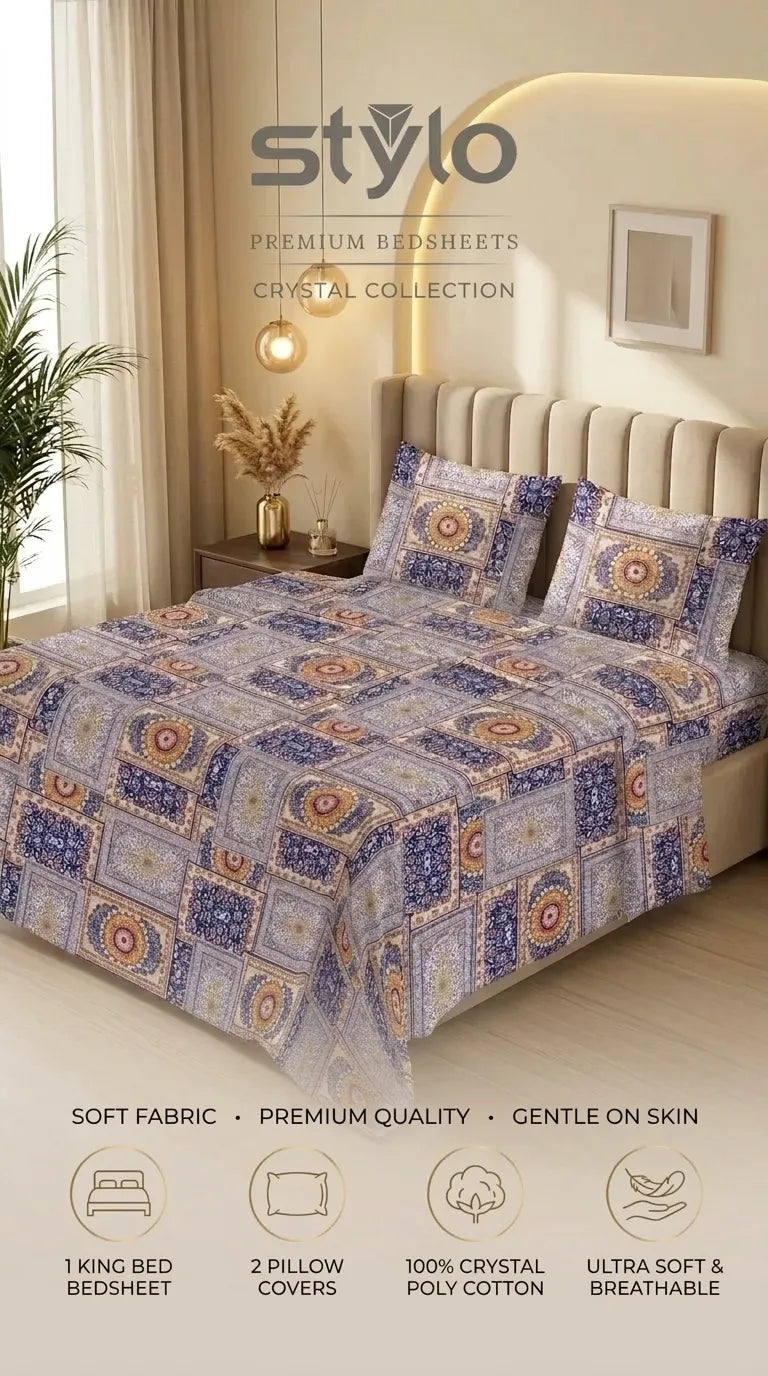Stylo King Bed Sheet Blue HT115912