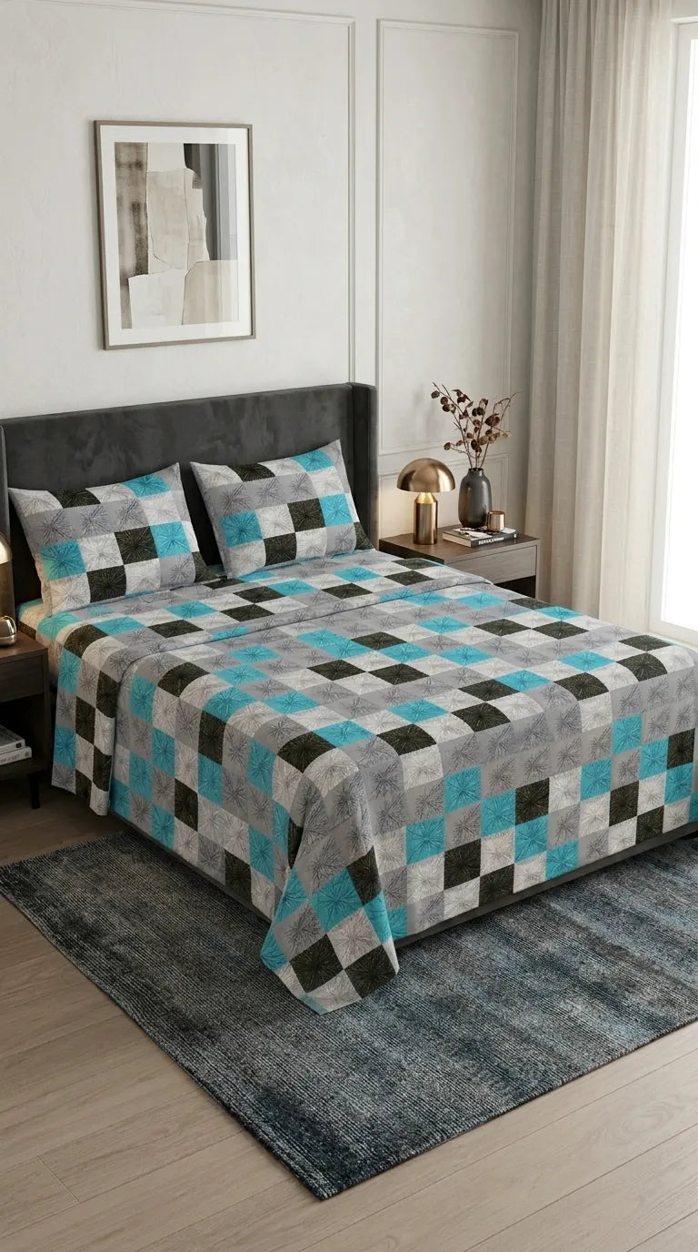 Stylo King Bed Sheet Ferozy HT116017