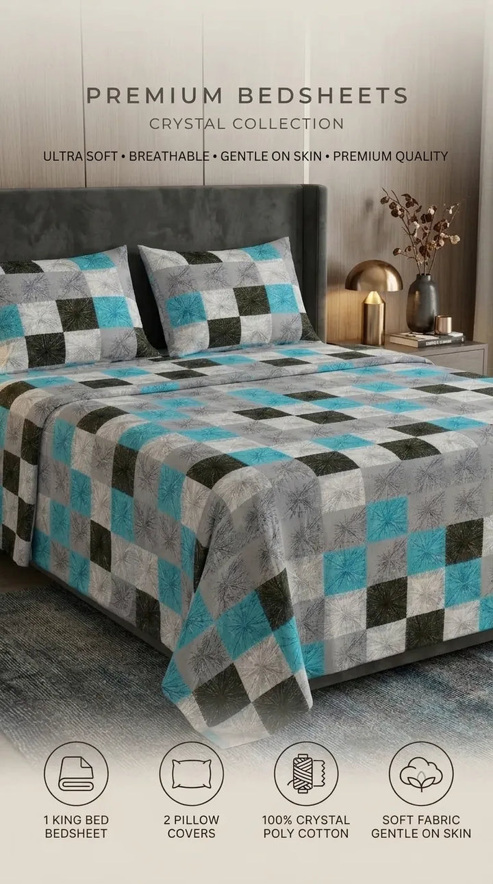 Stylo King Bed Sheet Ferozy HT116017