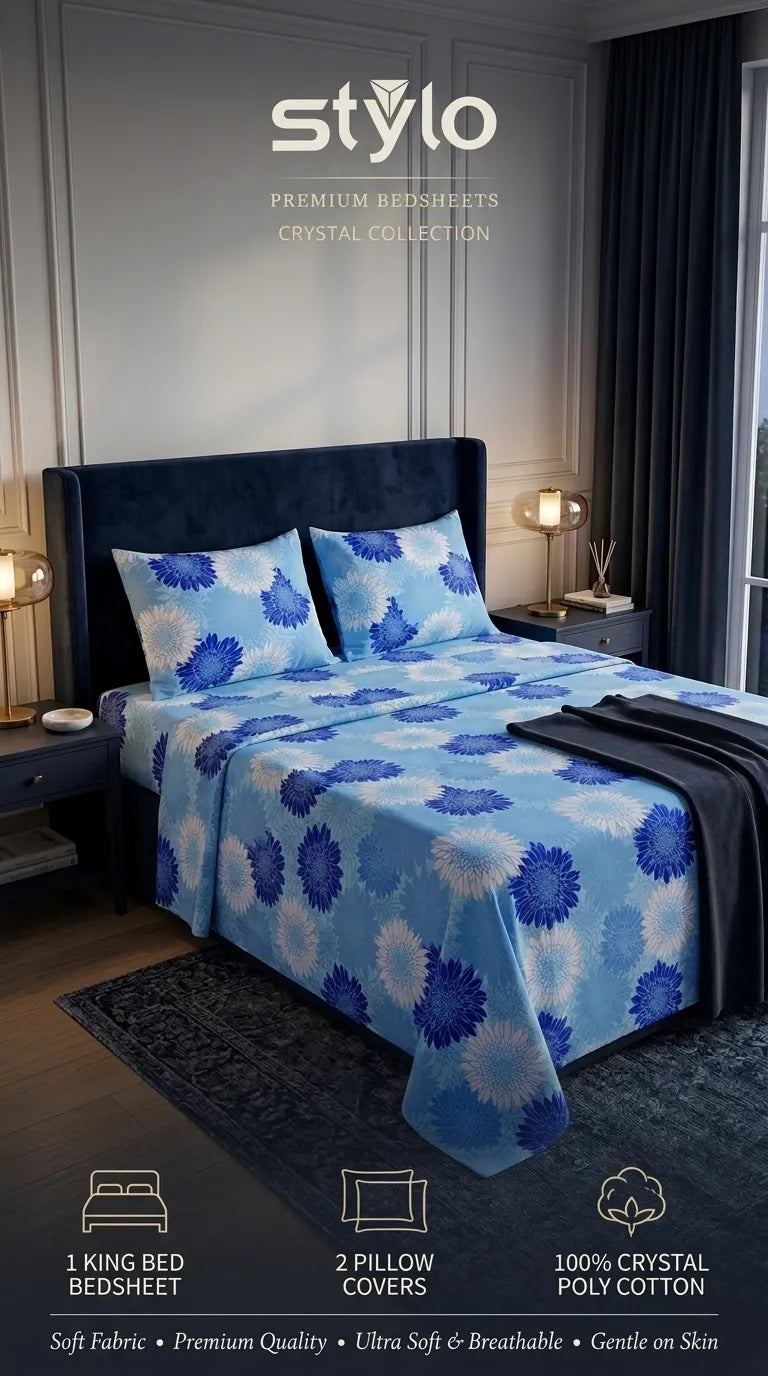 Stylo King Bed Sheet Sky Blue HT116290