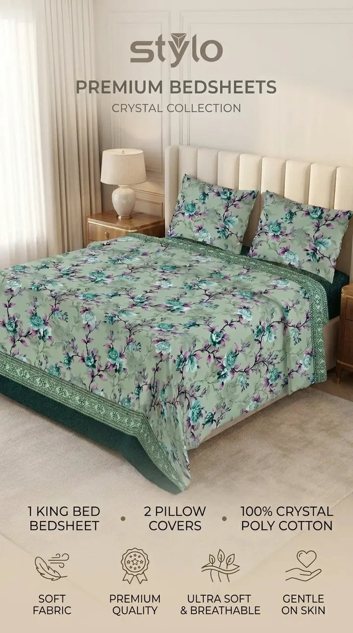 Stylo King Bed Sheet Green HT116511