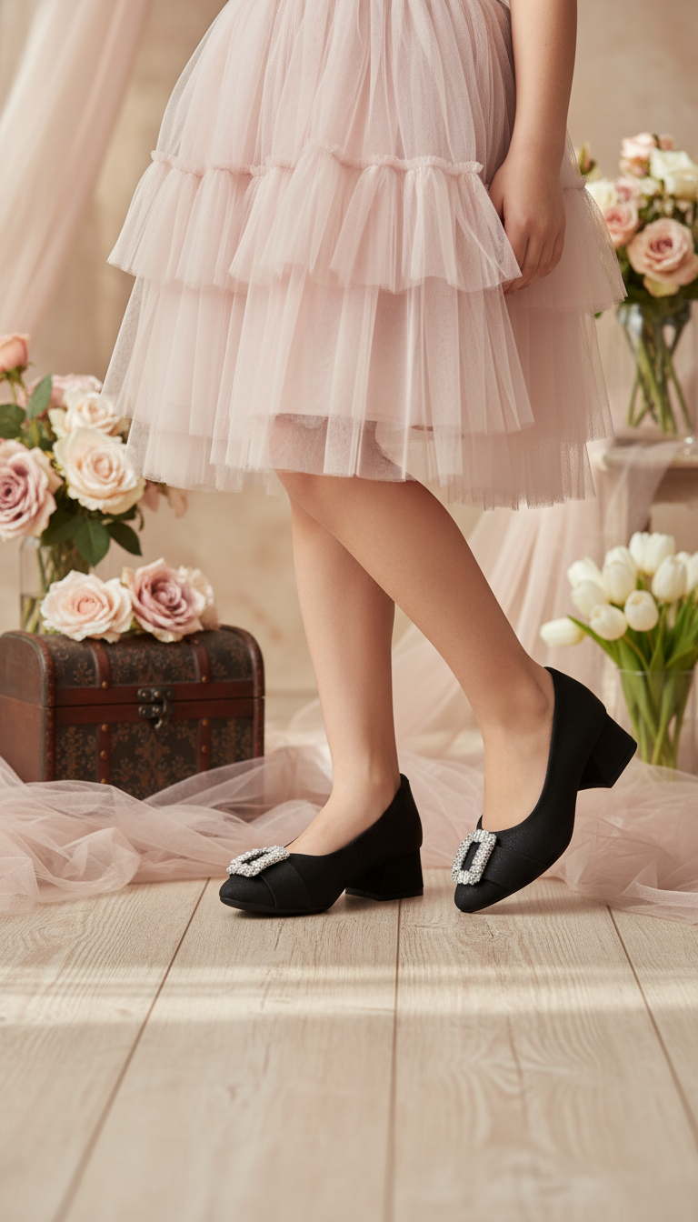 Girls Black Formal Pumps KD0920
