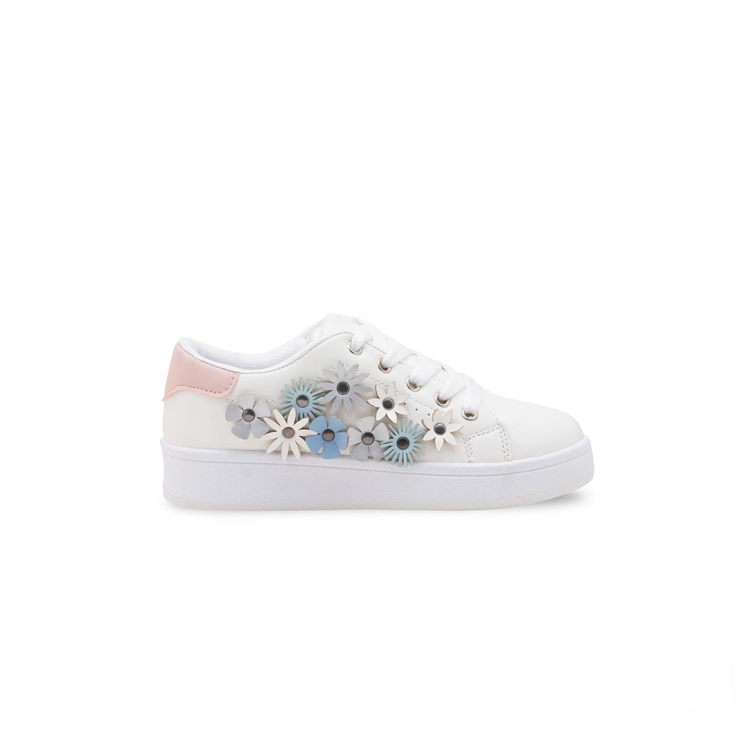 Girls White Casual Jogger KD1950