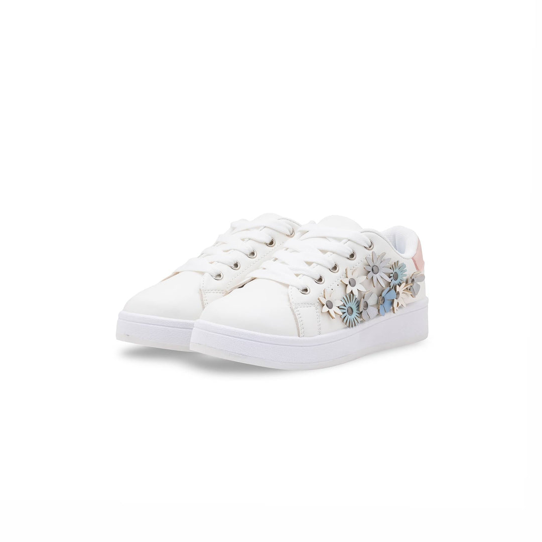 Girls White Casual Jogger KD1950