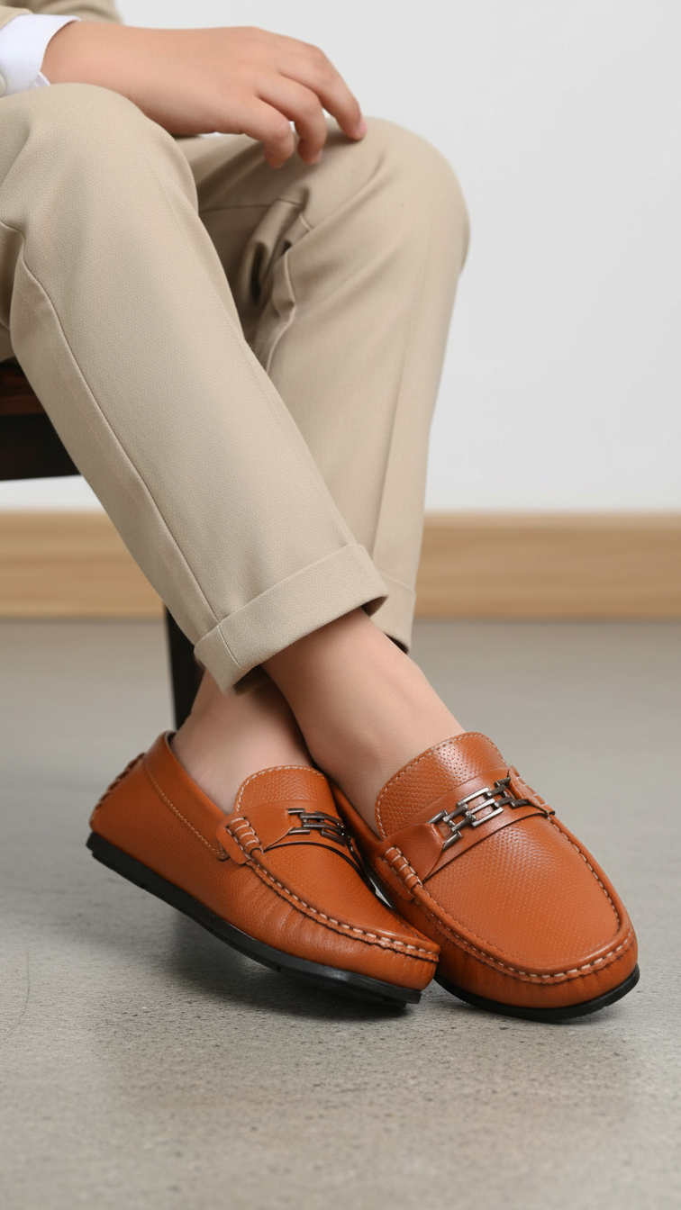 Boys Mustard Formal Moccasin KD2196