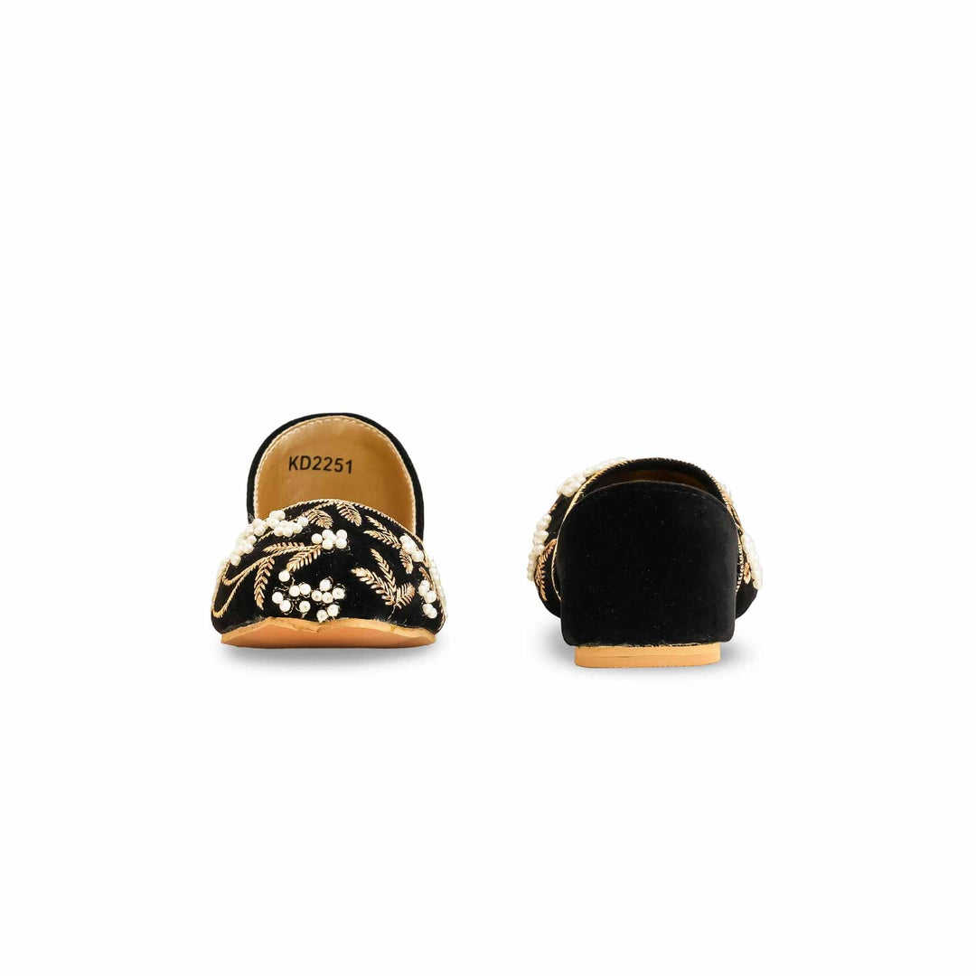 Girls Black Fancy Khusa KD2251