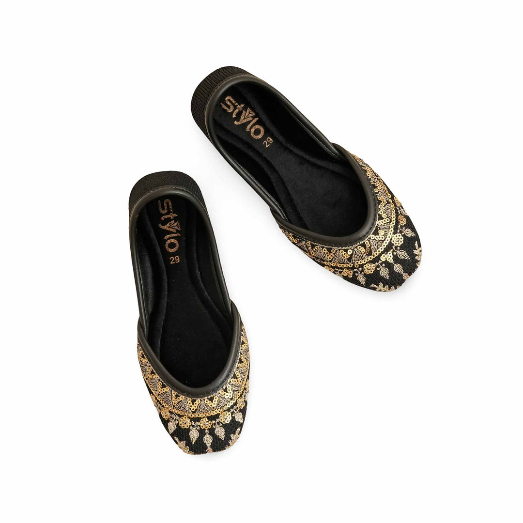 Girls Black Fancy Khusa KD2451
