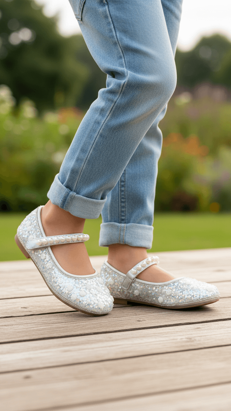 Girls Silver Casual Pumps KD2459