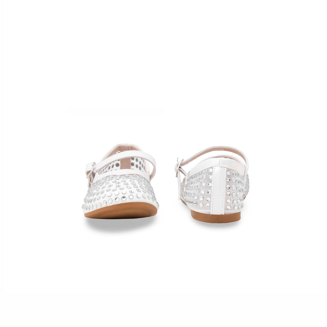 Girls White Casual Jogger KD2467