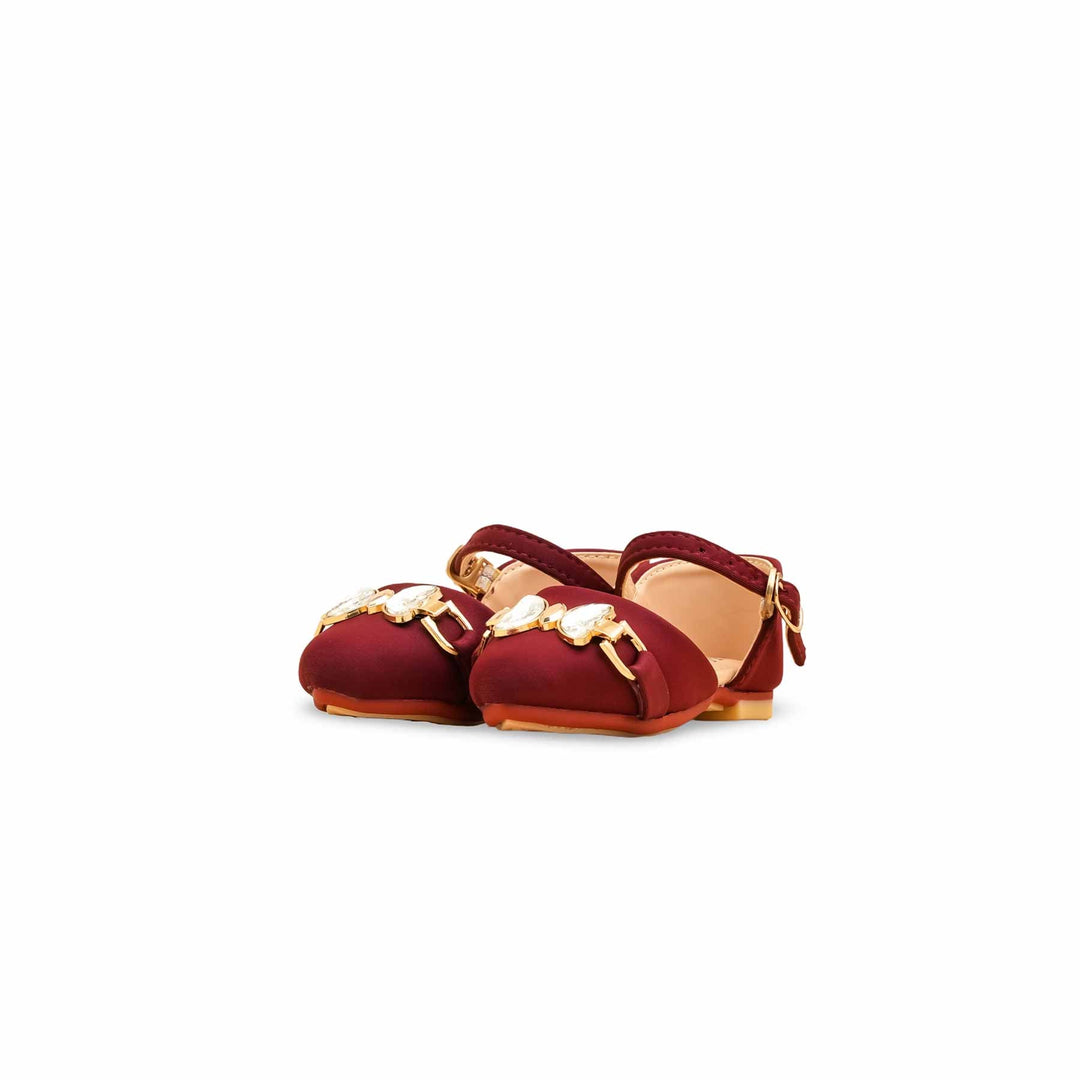Girls Maroon Formal Pumps KD2476