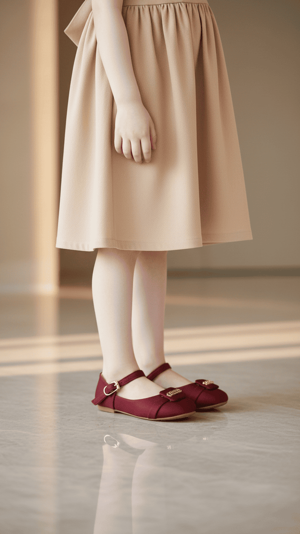 Girls Maroon Formal Pumps KD2477