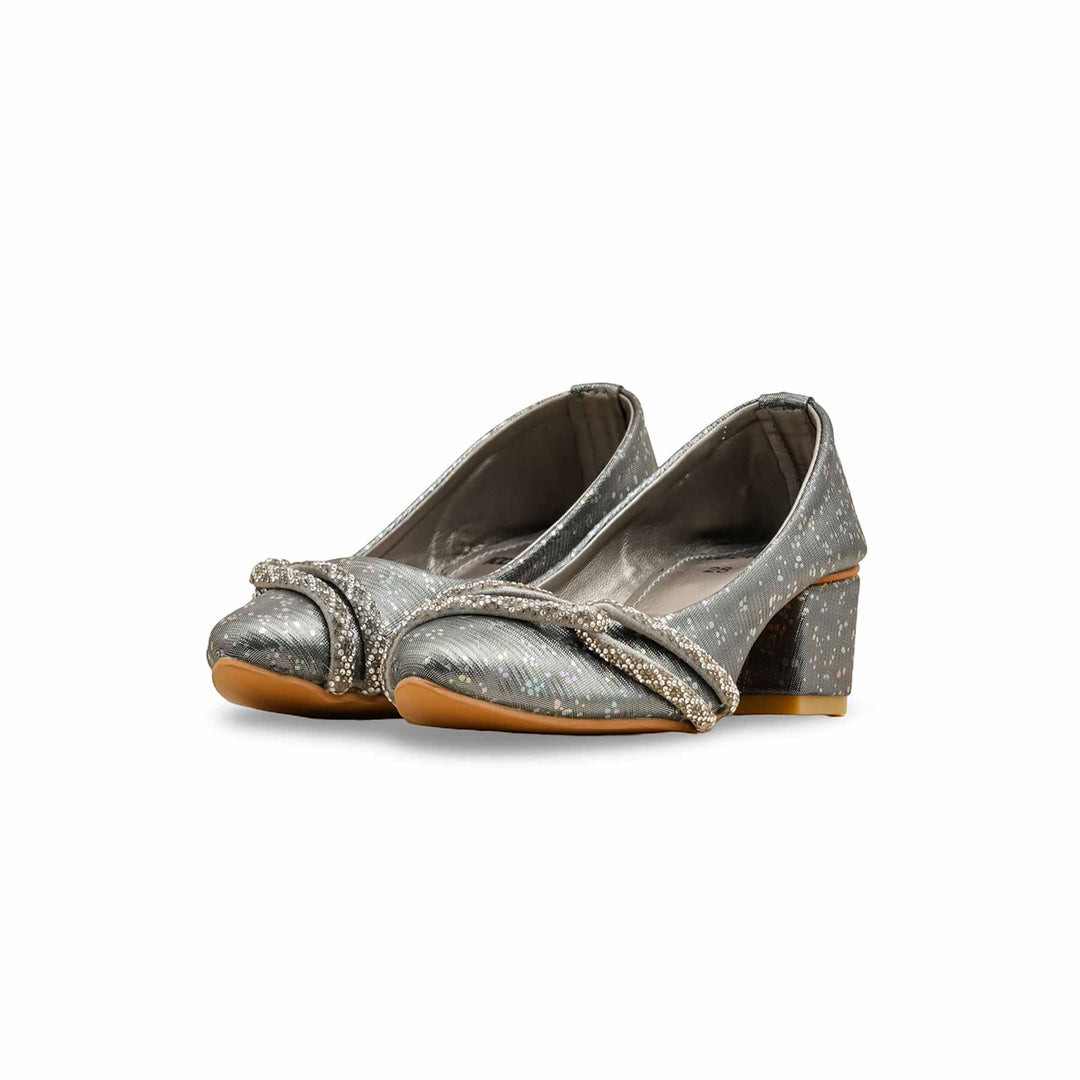 Girls Grey Fancy Pumps KD2489