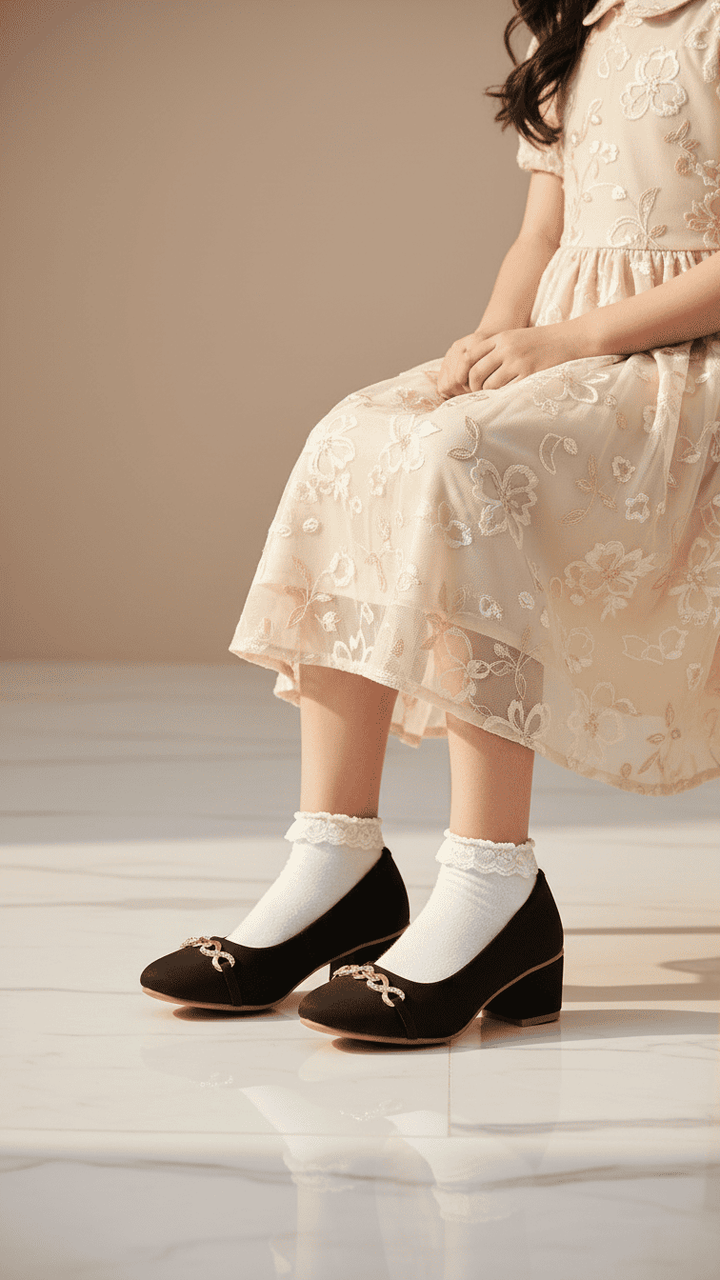 Girls Black Formal Pumps KD2490