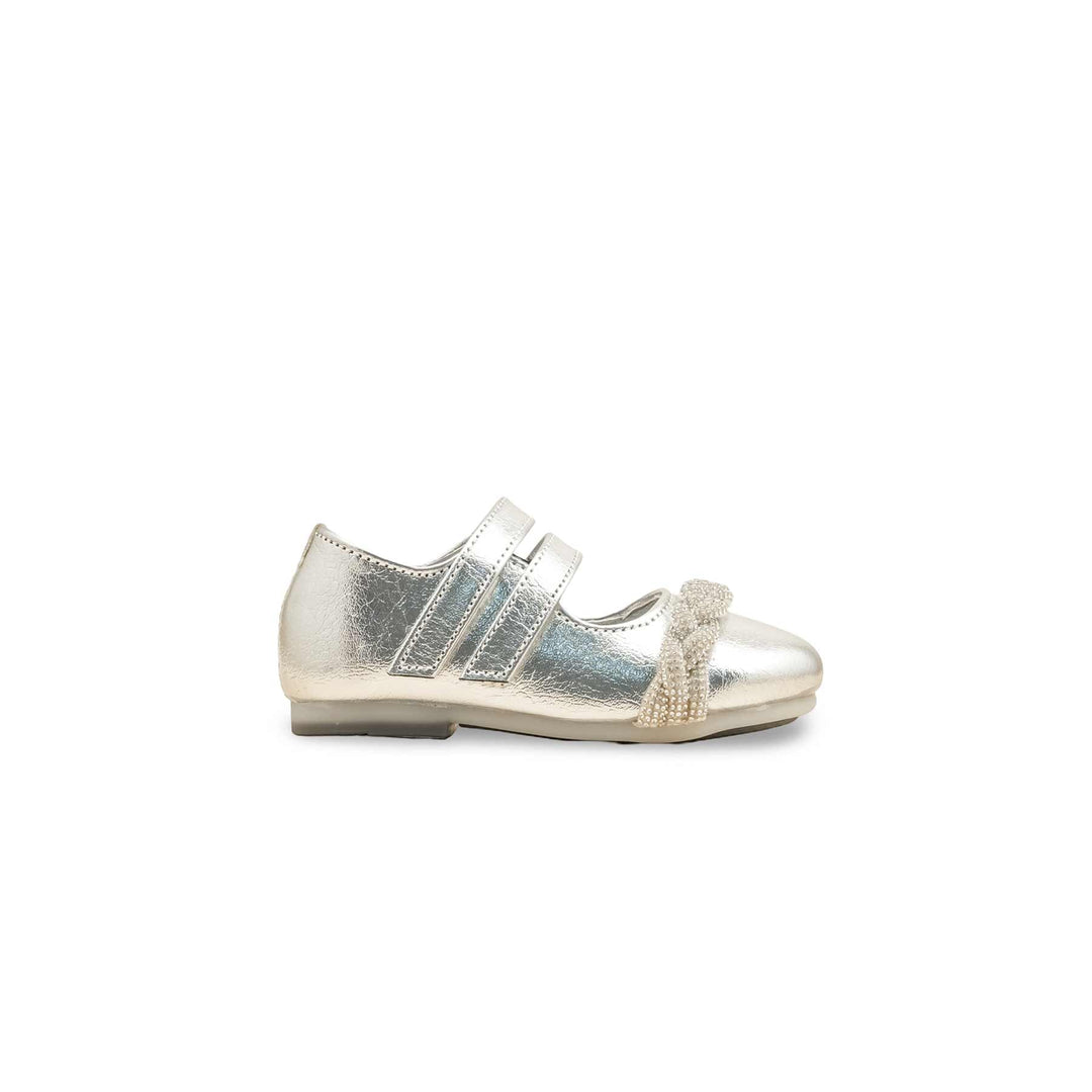 Girls Silver Fancy Pumps KD2494