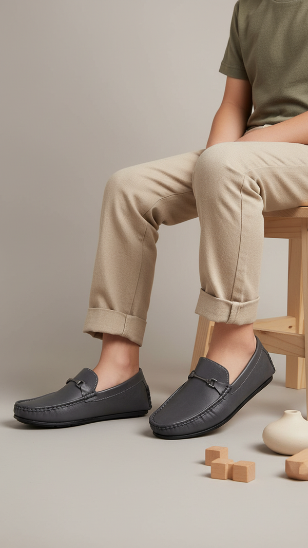 Boys Navy Formal Moccasin KD2502