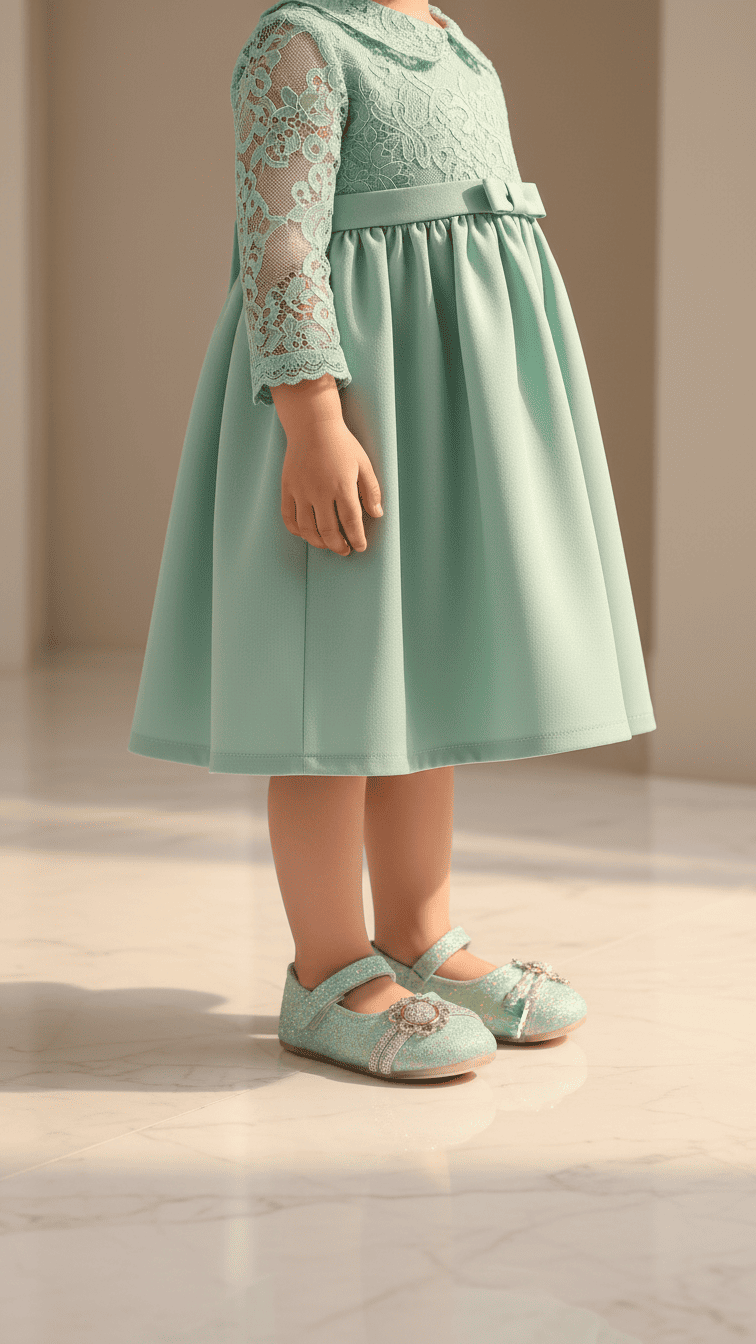 Girls Seagreen Fancy Pumps KD2532