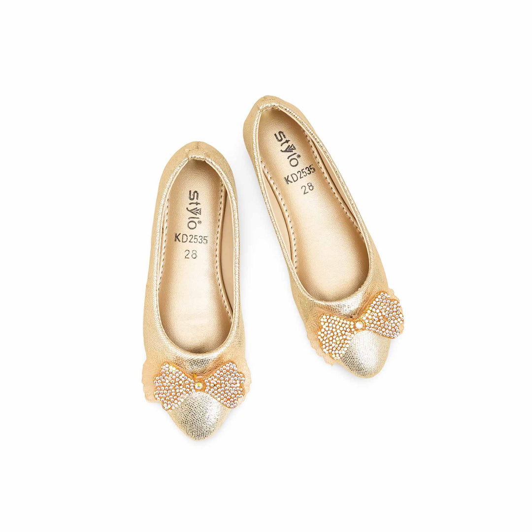 Girls Golden Fancy Pumps KD2535