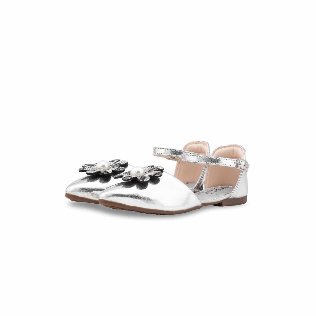 Girls Silver Fancy Pumps KD2537