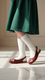 Girls Maroon Formal Pumps KD2551