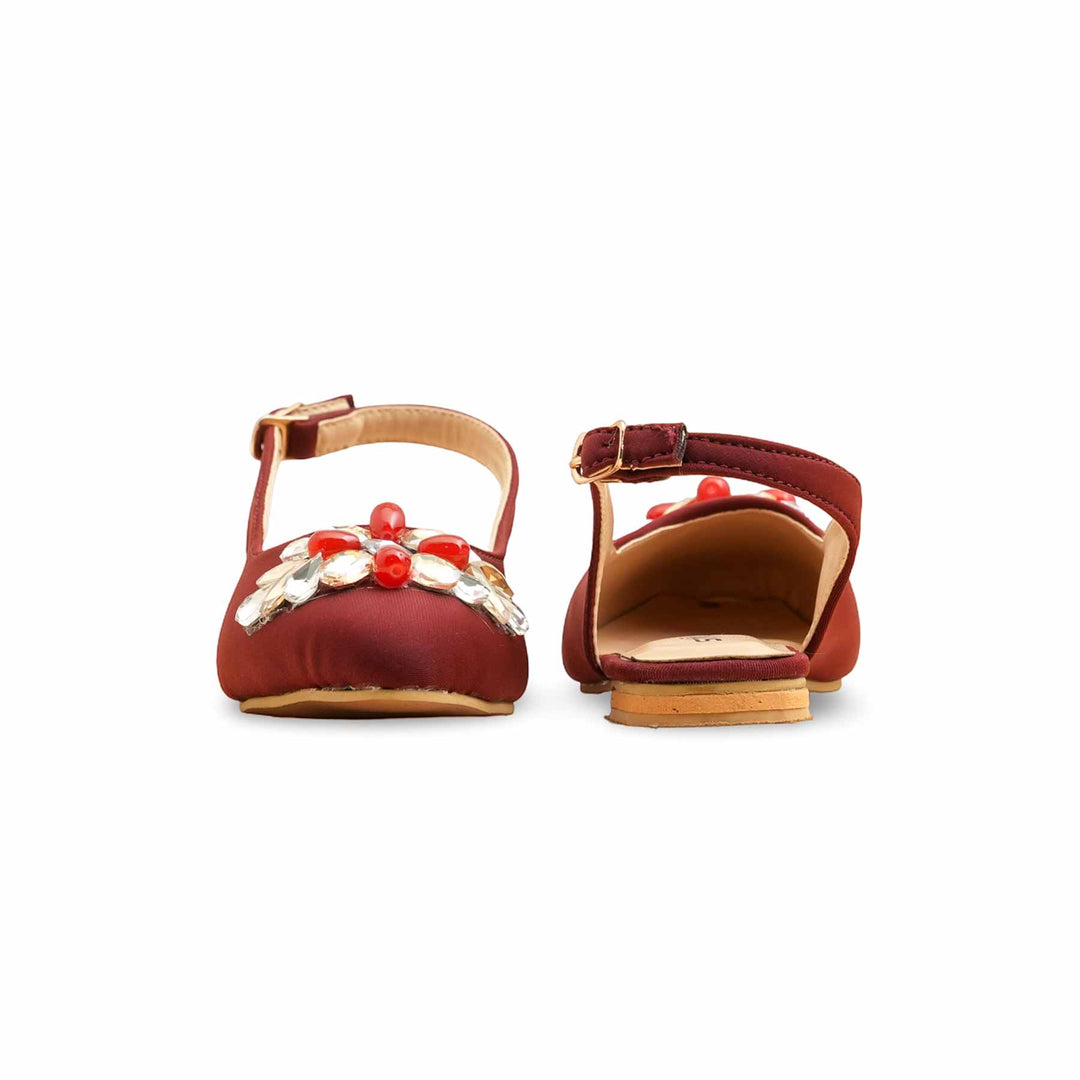 Girls Maroon Formal Pumps KD2551