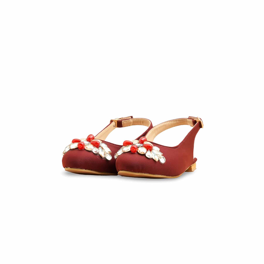 Girls Maroon Formal Pumps KD2551