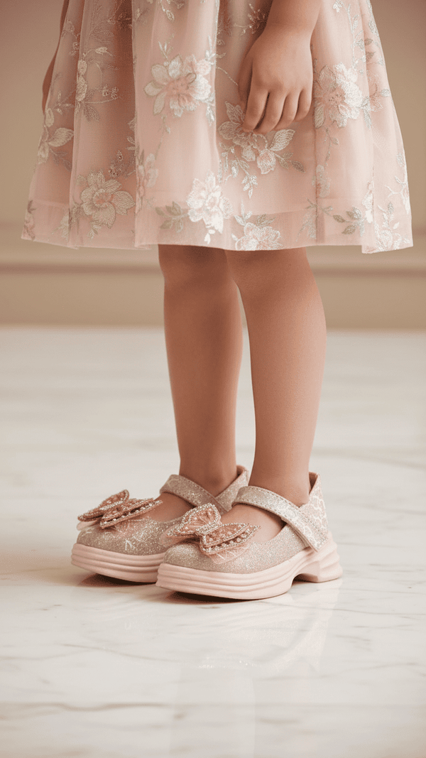 Girls Peach Fancy Pumps KD2561