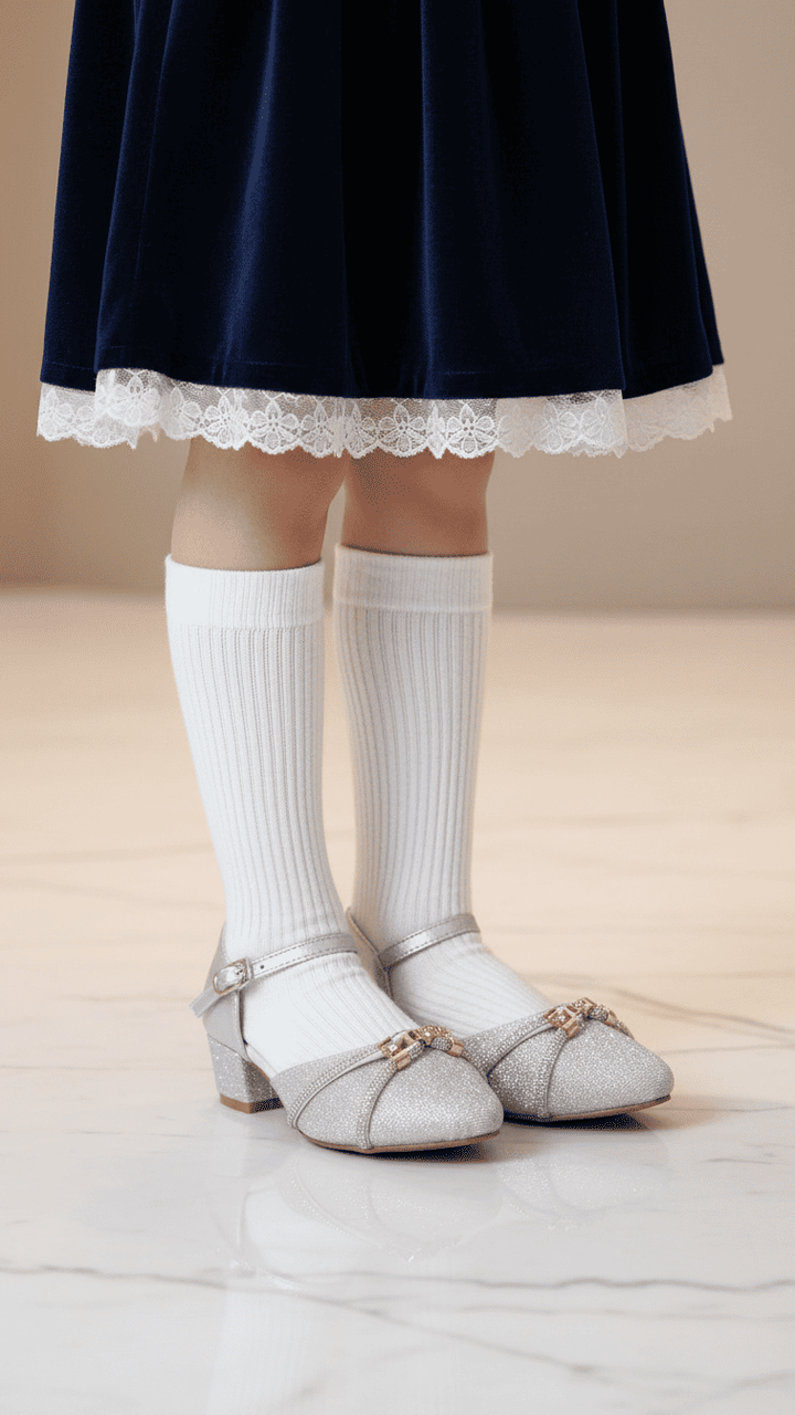 Girls Silver Fancy Pumps KD2563