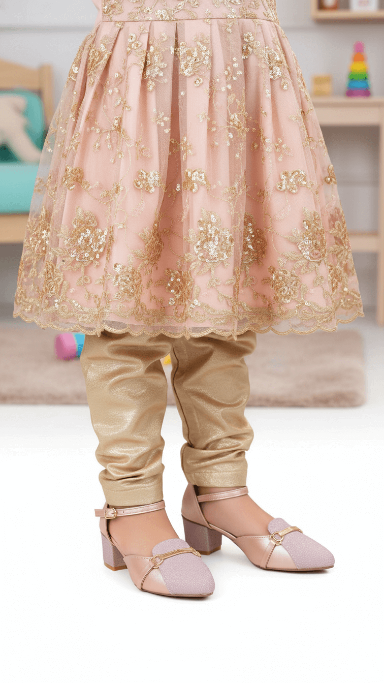 Girls Peach Fancy Pumps KD2568