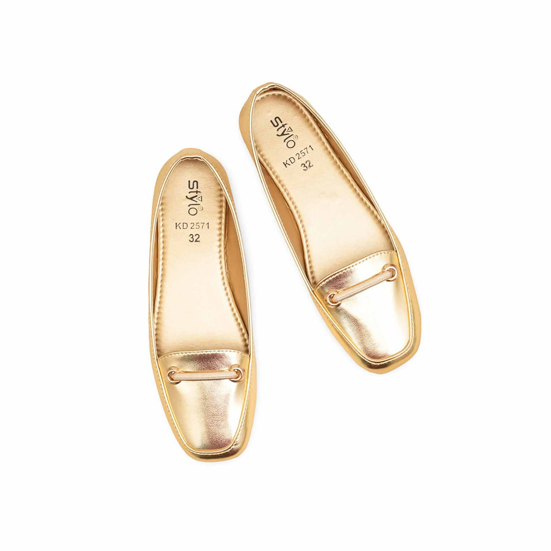 Girls Golden Formal Moccasin KD2571