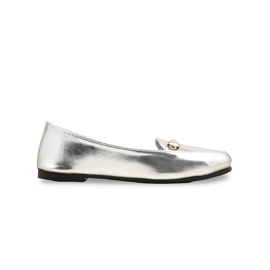 Girls Silver Formal Moccasin KD2571