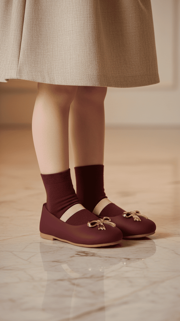 Girls Maroon Formal Pumps KD2584