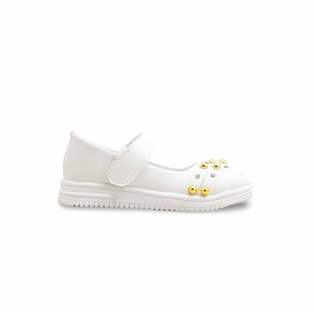 Girls White Formal Pumps KD2585