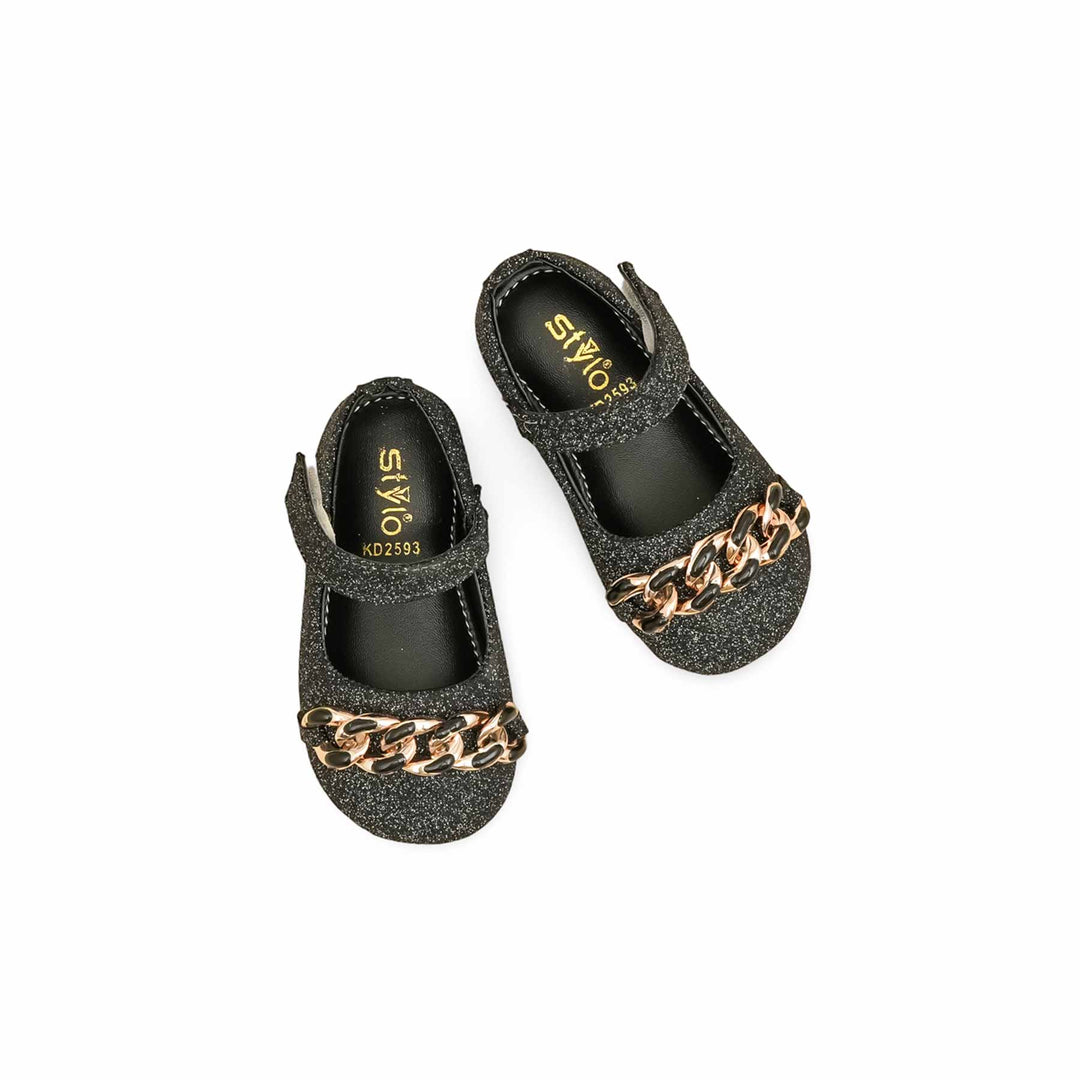 Girls Black Fancy Pumps KD2593